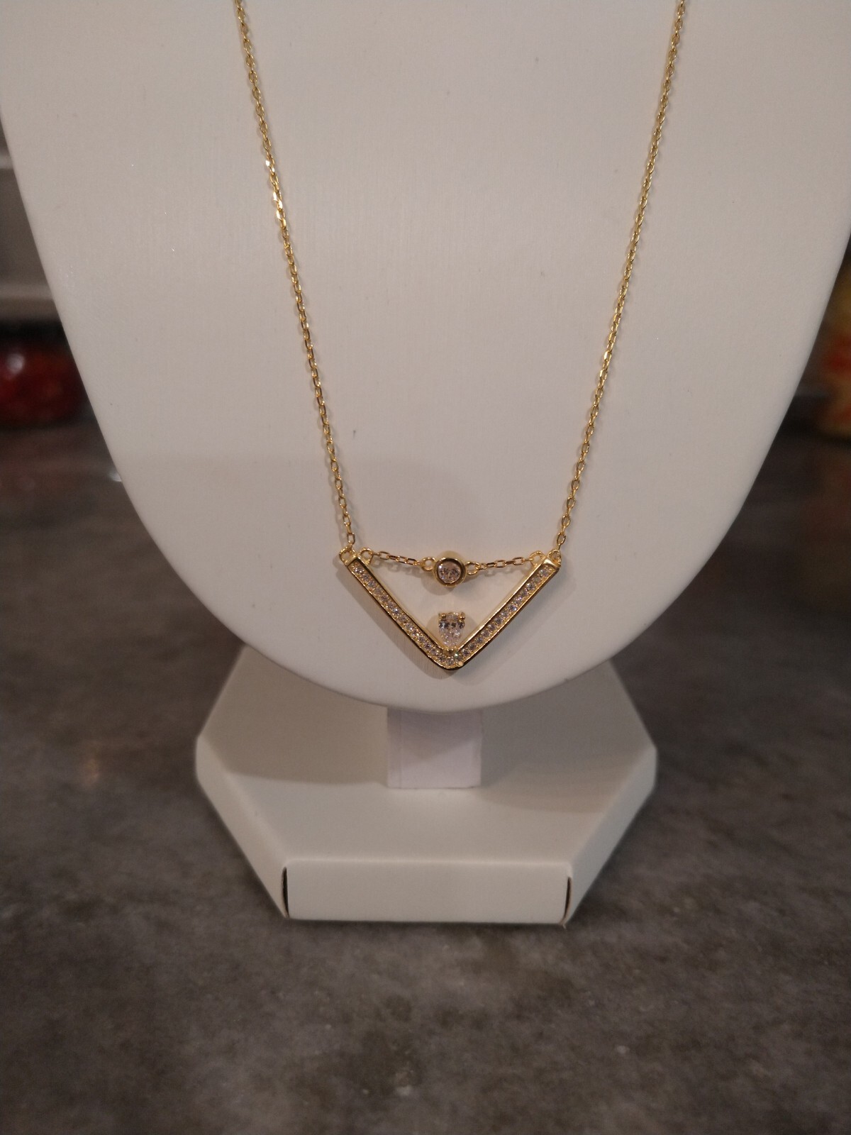 LA Simulated Diamond Trendy Necklace 17.5″/14K YG/Sterling Silver 0.80 Carats