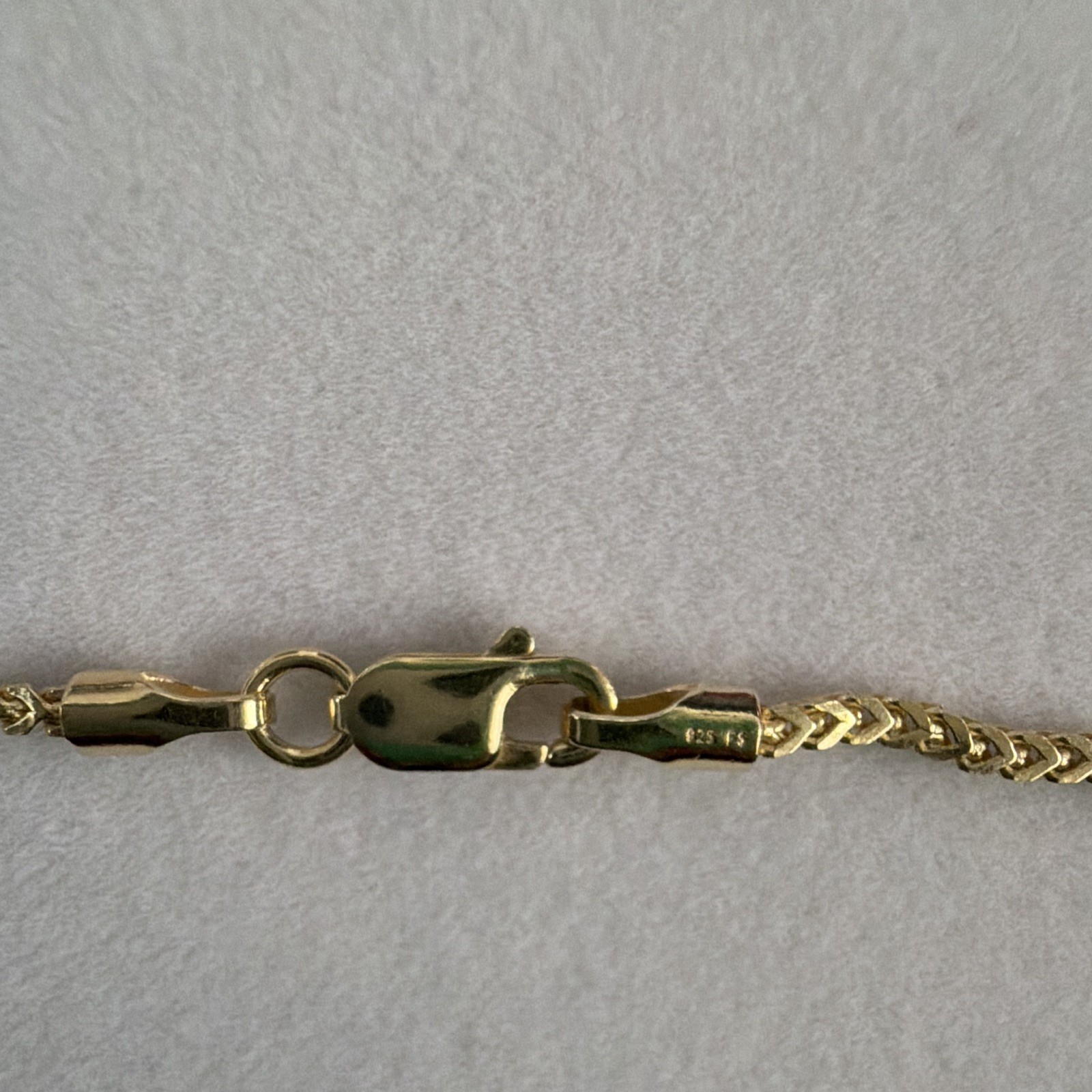 925 Silver Gold Tone plated Box Chain Necklace with Lobster Clasp, No Stone