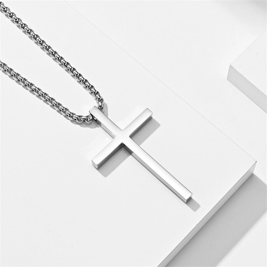 Classic Faith Cross Pendant Necklace in Stainless Steel