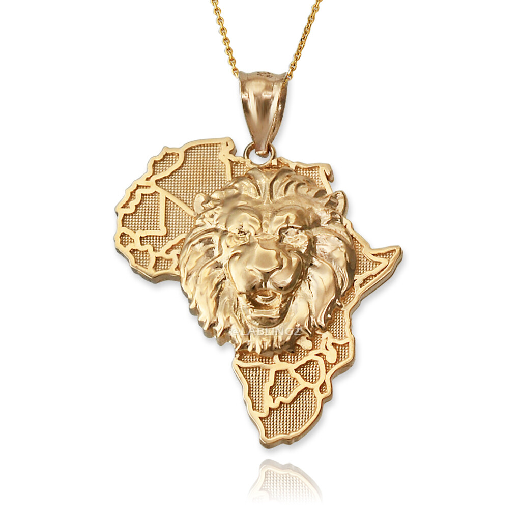 Africa Lion Gold Pendant Necklace