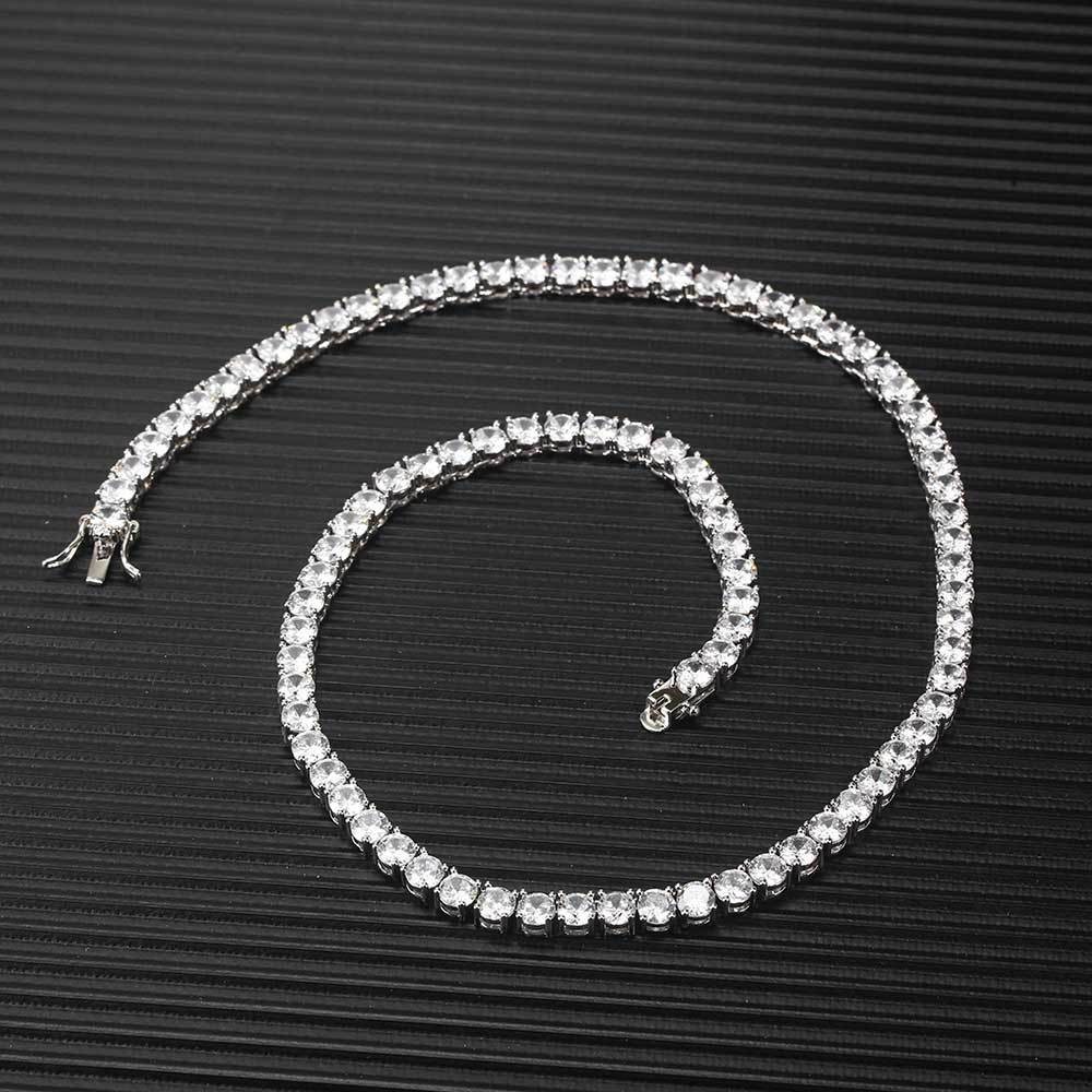 Women Men Iced Out Bling Tennis Necklaces Pendant Hip Hop CZ Zircons 3/4/5/6MM