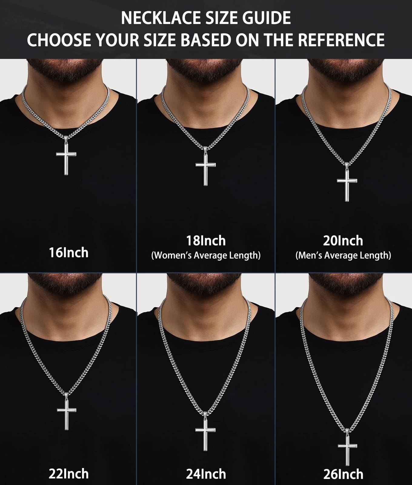 925 Sterling Silver Cross Necklace for Men Boys, Sterling Silver Mens Cross N…