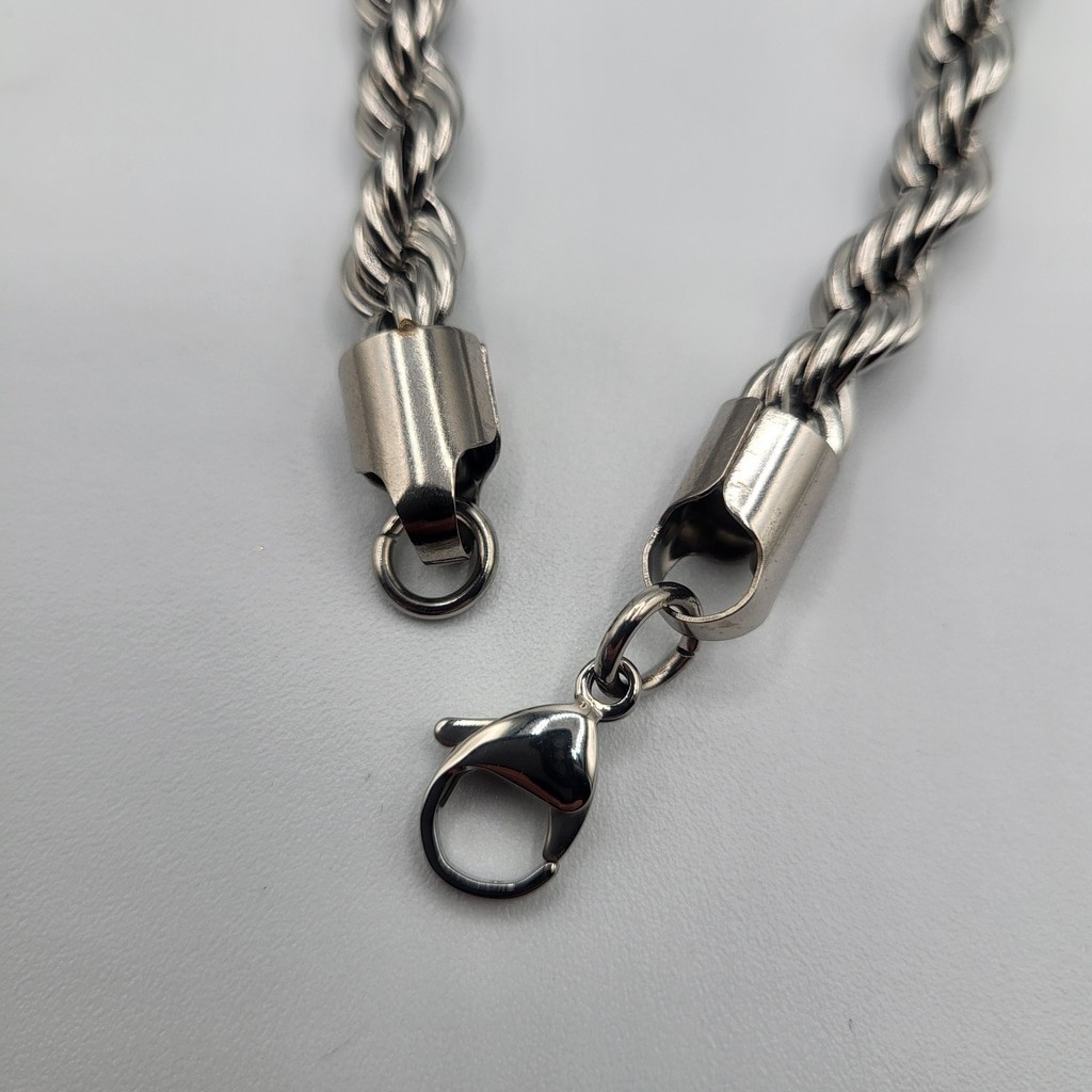 Men’s Stainless Steel Twisted Braided Rope Chain Necklace – 21″ – NWOT