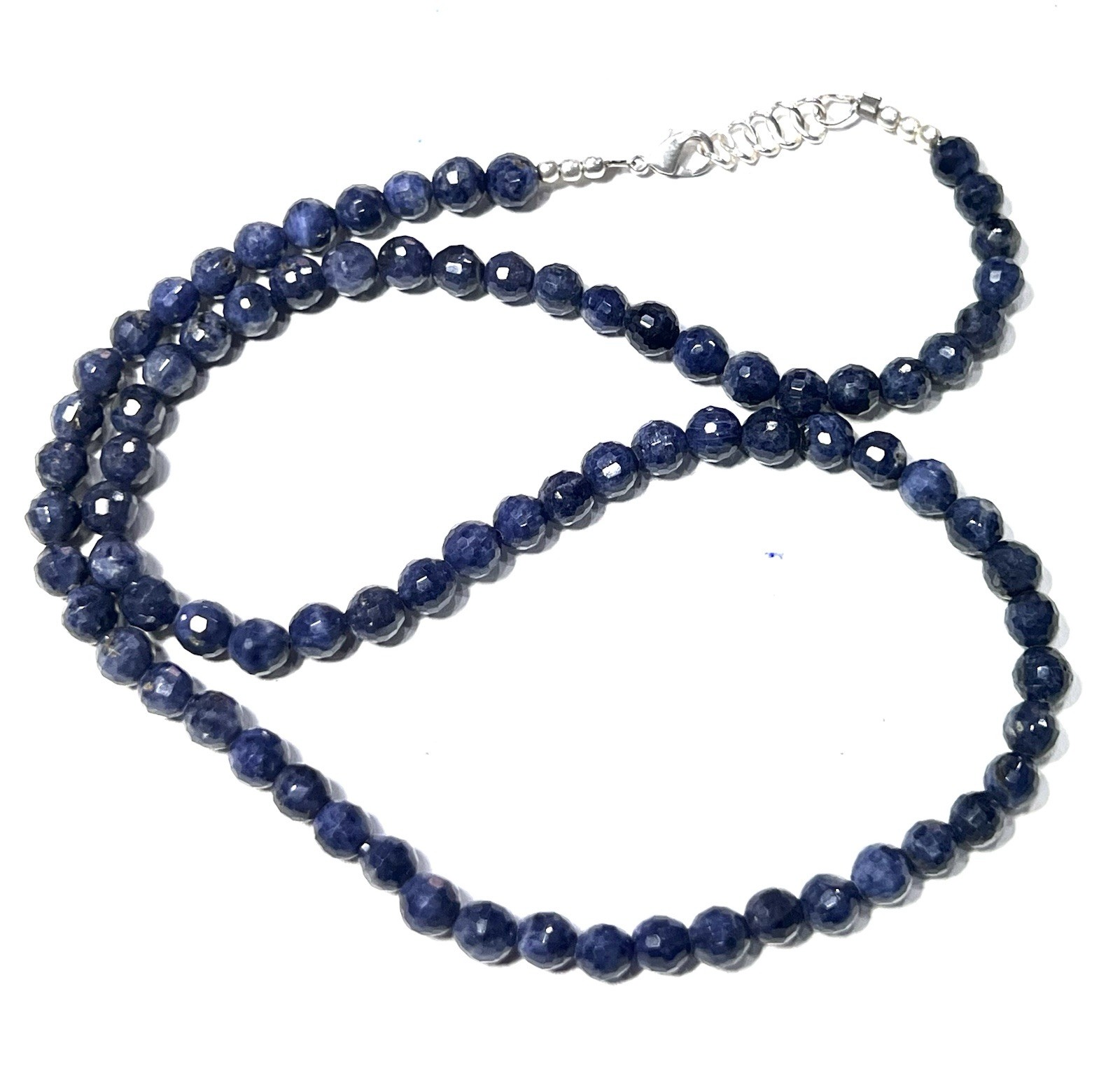 Natural Royal Blue Sapphire 6 mm faceted Round Beads. Sapphire Necklace 21”