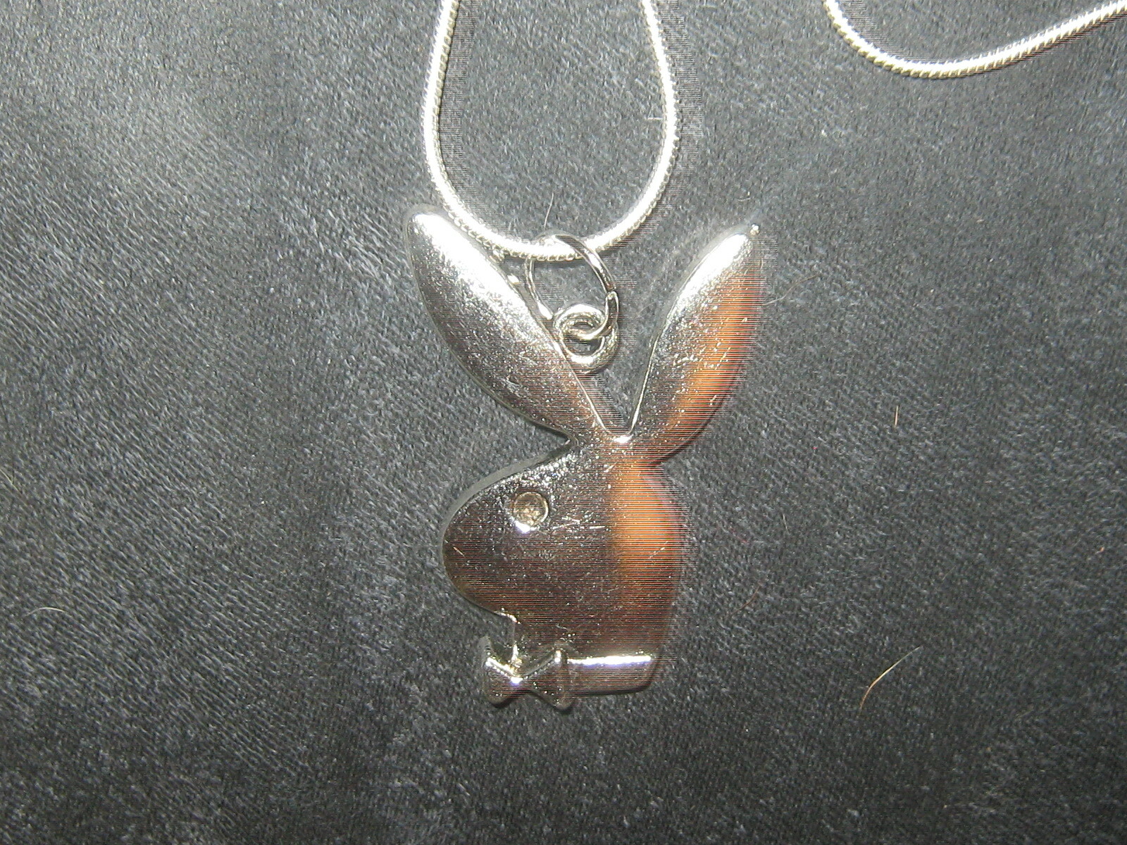 USA Seller 32MM Playboy Bunny Silver Tone 18″ Snake Chain Charm Pendant Necklace