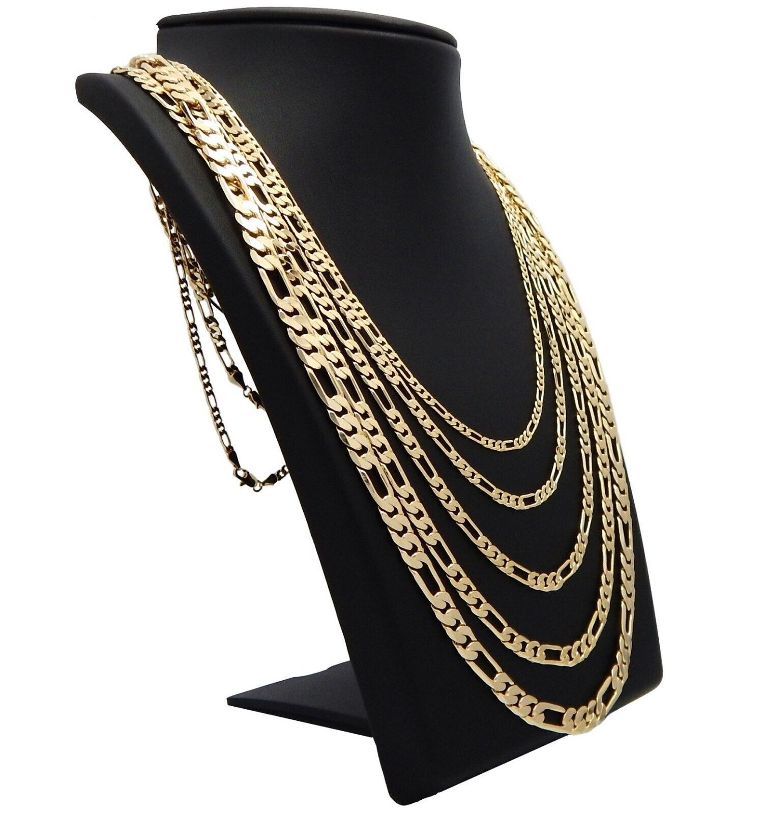 High-End Premium 14K Stamped Gold plated 4~10mm Brass Figaro Chain Necklace