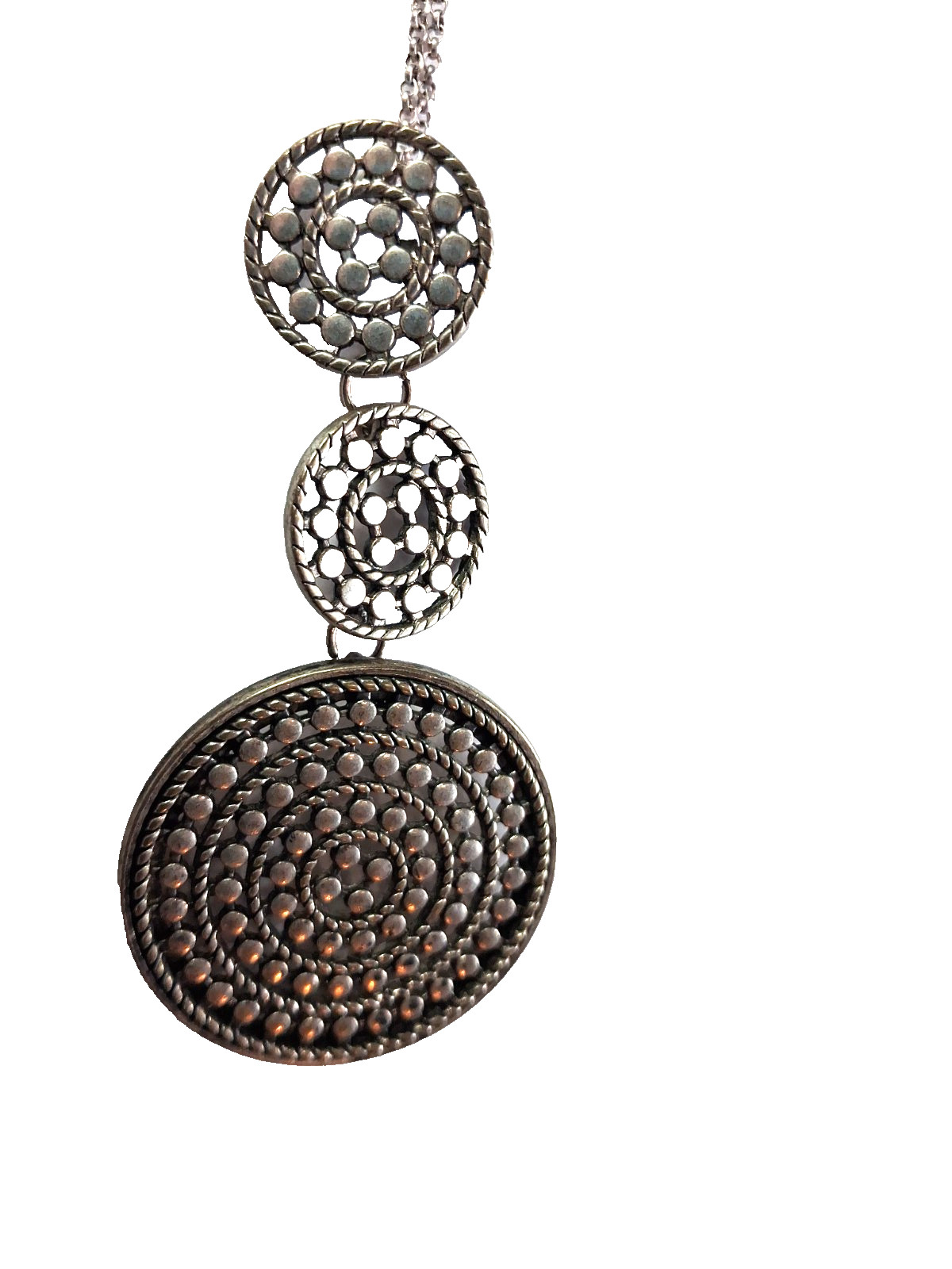 Silver Circle Pendant 30″ Chocker 16″ Necklaces Chain Fashion Jewelry Set of 2