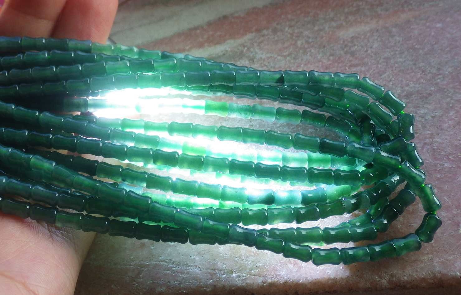 1 Pcs Video Certified Natural A Jade Jadeite Bamboo Bead Necklace 项链 122924