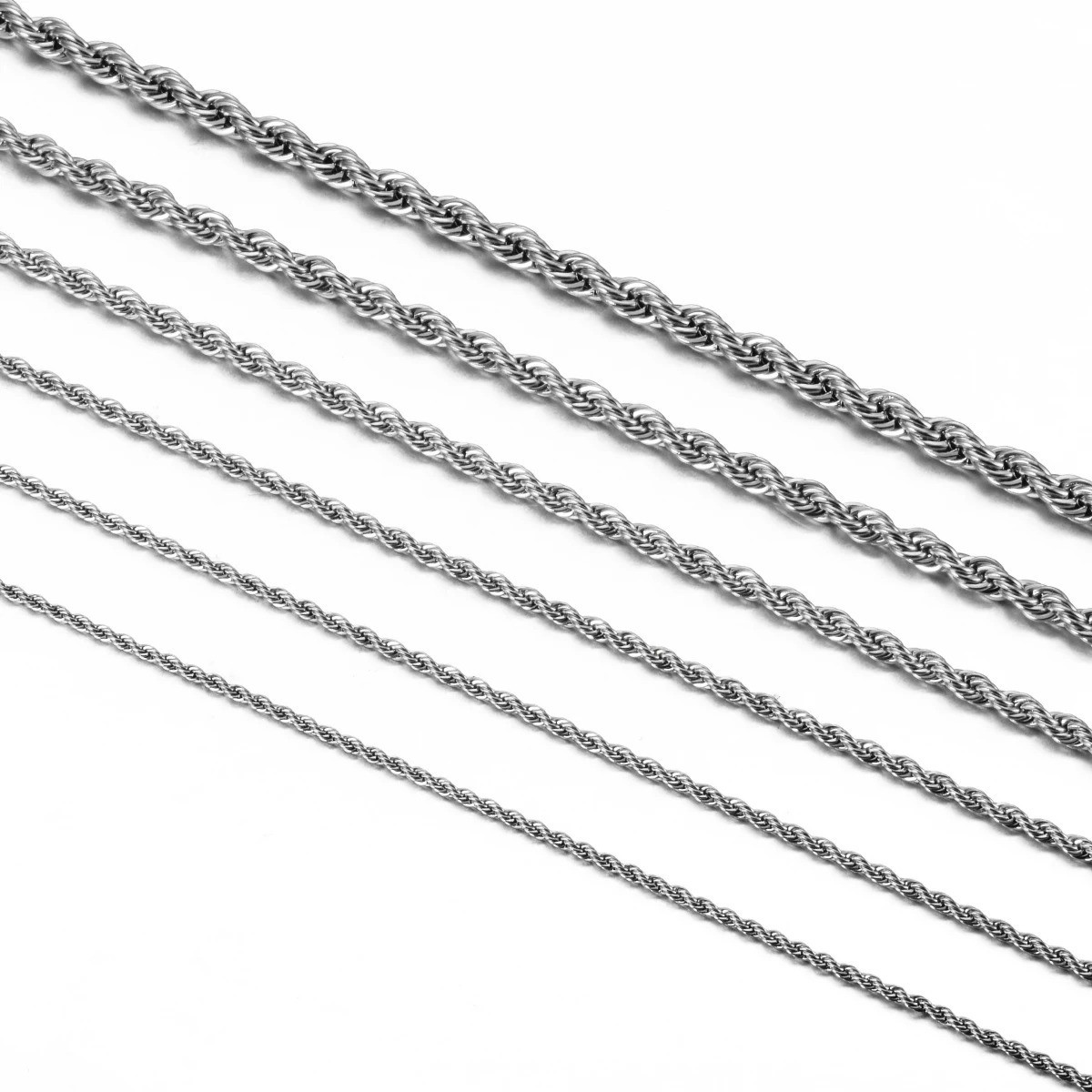 2/2.5/3/4/5/6/7mm 316L Stainless Steel Women Men Rope Chains Necklaces 18-32”