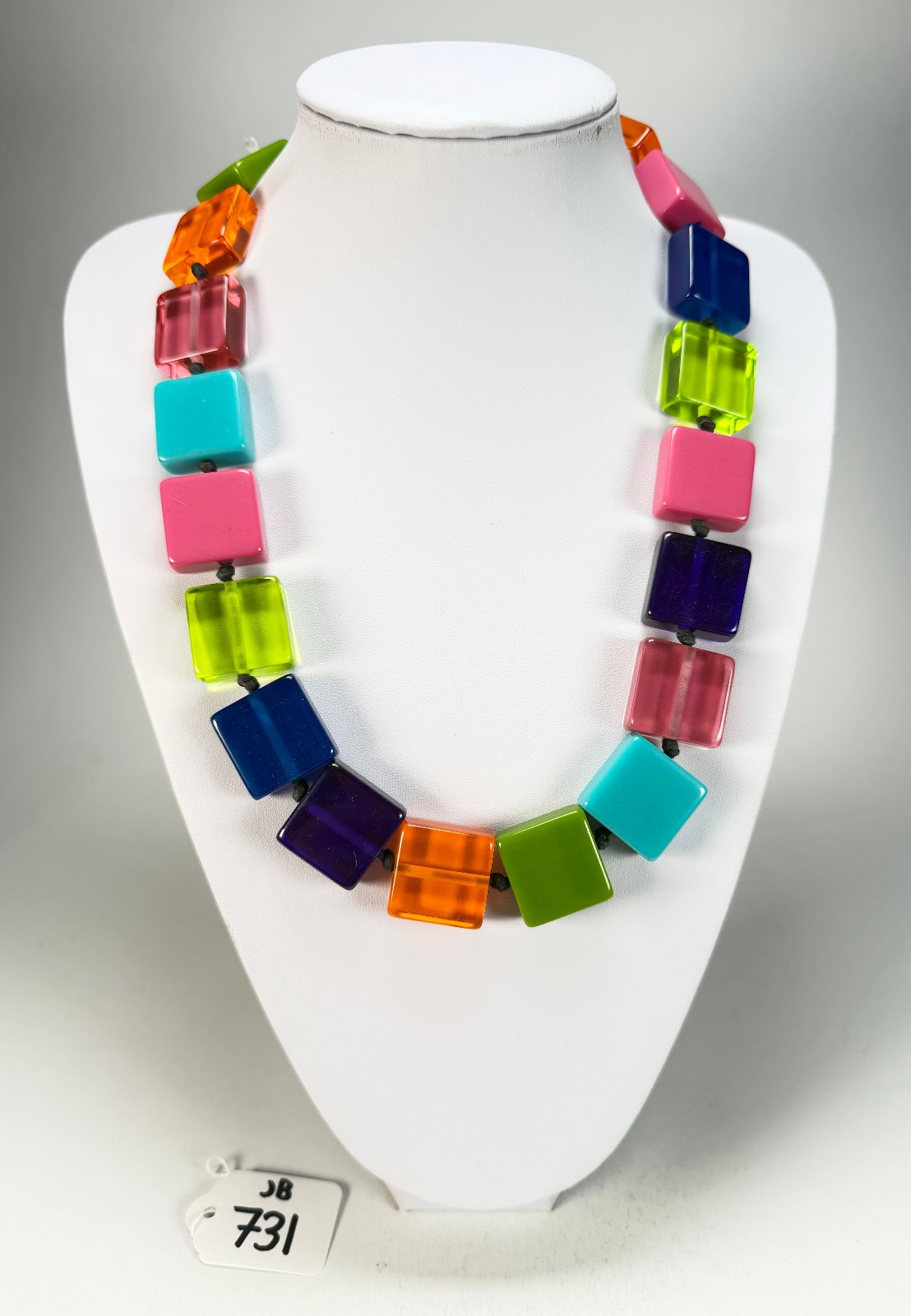 Jackie Brazil “Gala” Transparent Paris Mix Half Rectangles 65cm Necklace ( N0789