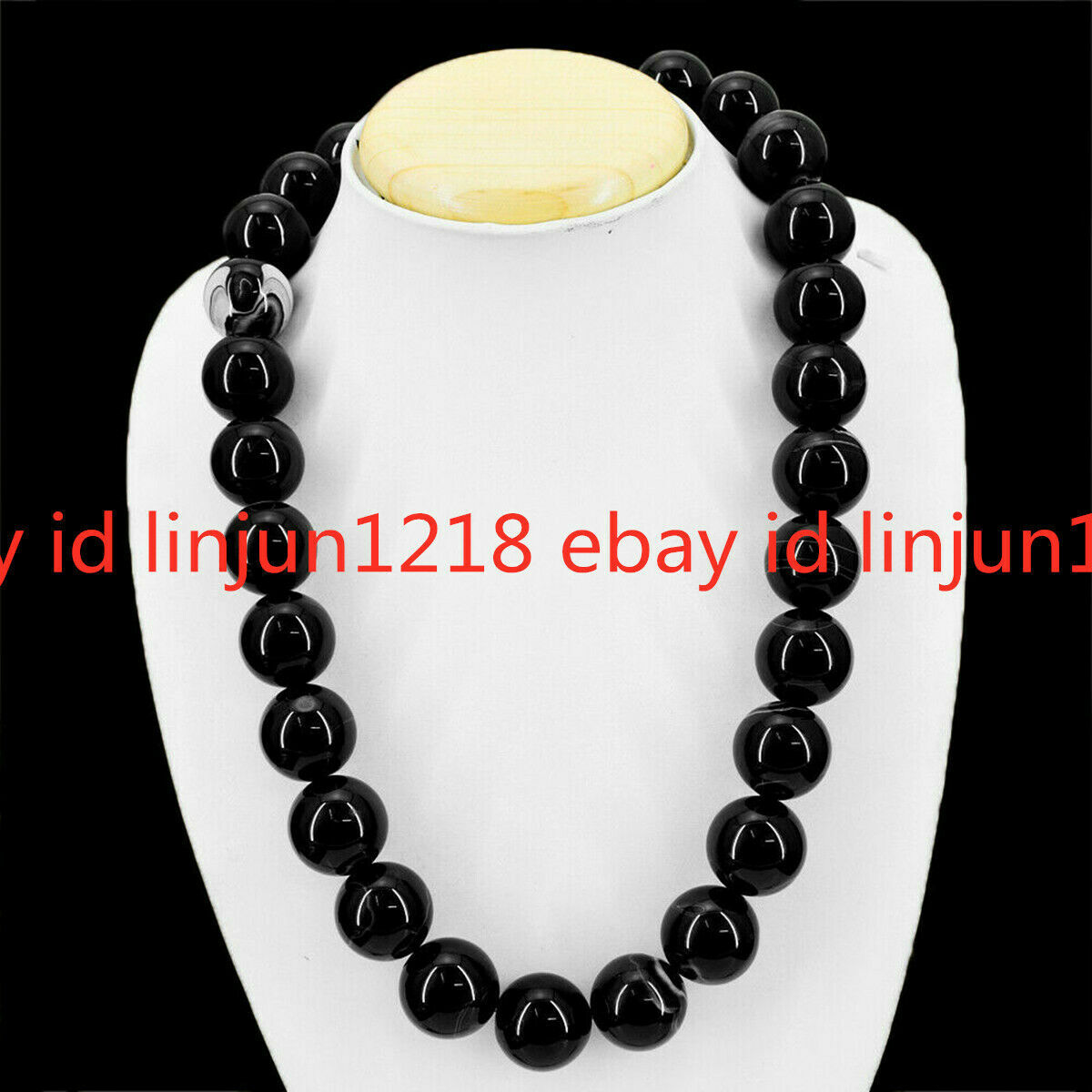 Huge 20mm Natural Untreated Black Onyx Gemstone Beads Necklace 16-36inches AAA