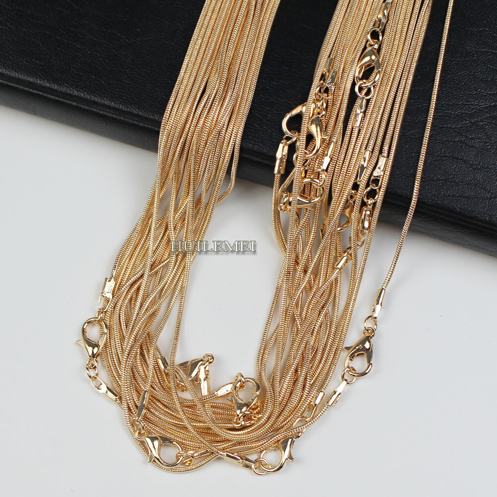 10 20 50 100x Silver / Gold Color 1.2mm Snake Chain Necklace 16″ 18″ 20″ 24″