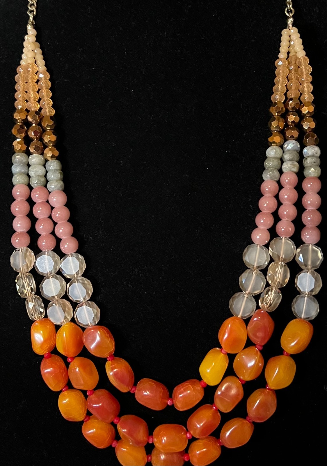 Colorful Glass Beaded Multi-Strand Loft Necklace in Perfect Condition