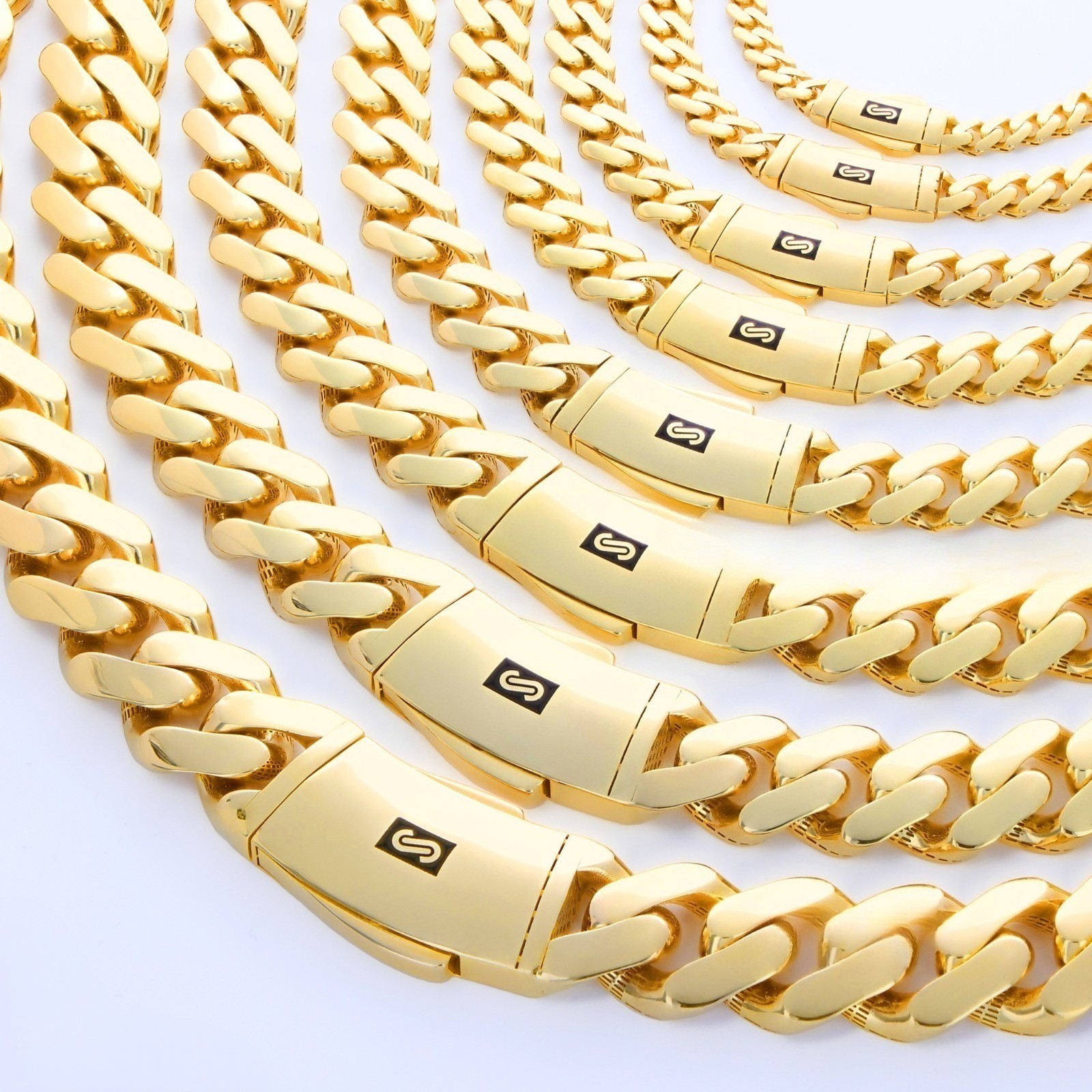 14k Yellow Gold Miami Cuban Royal Monaco Chain 5mm-17mm Necklace Bracelet 7″-30″