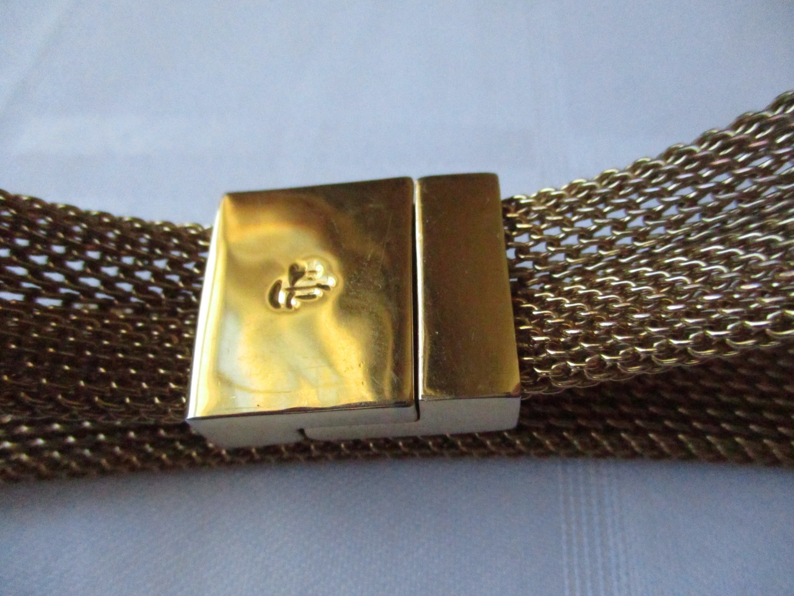 LRL Lauren Ralph Lauren Gold Plated Chunky Mesh Collar Choker Band Necklace VTG