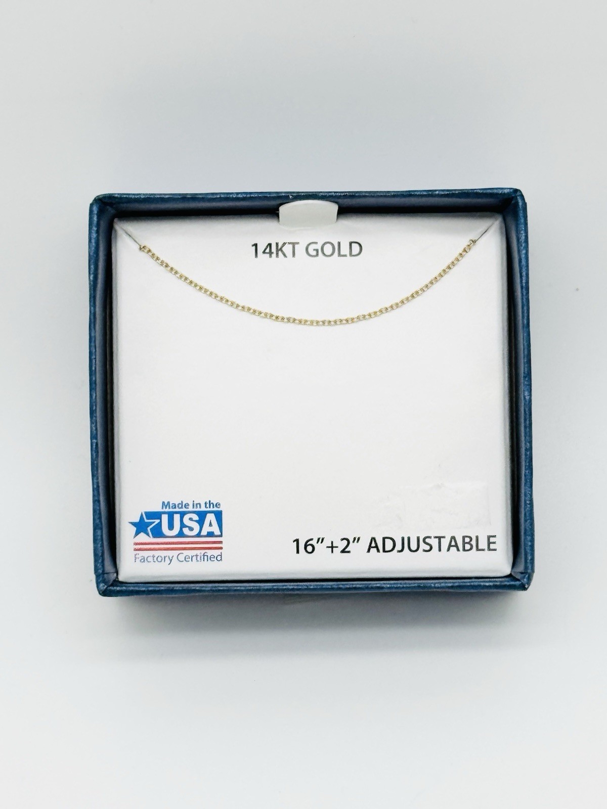 NEW 14k Solid Yellow Gold Sparkle Chain Necklace 1mm Adjustable 16- 18″ USA G1