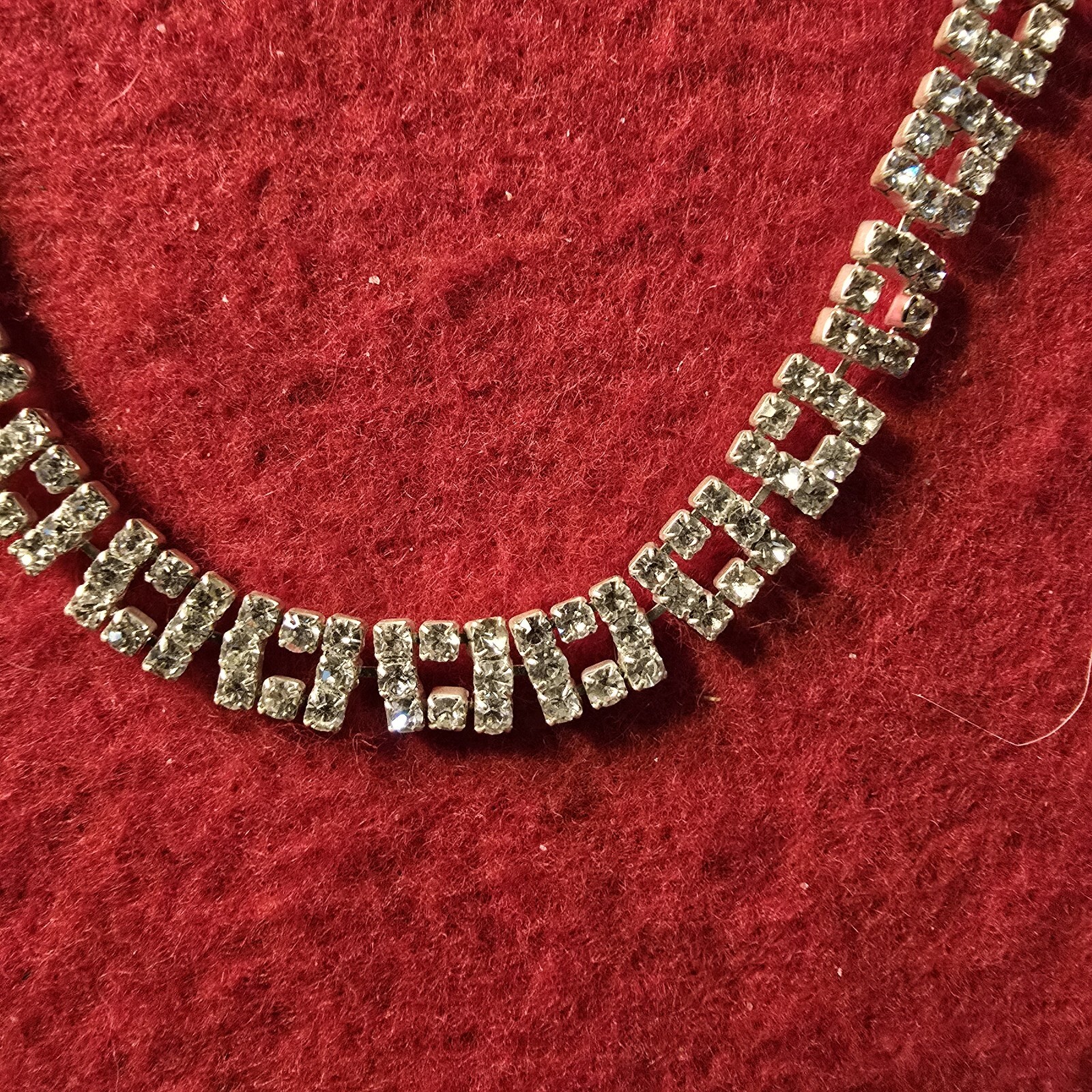 Rhinestone Choker 12 To 16 10K GF Bezel Prong Set Matching Pierced-Earrings