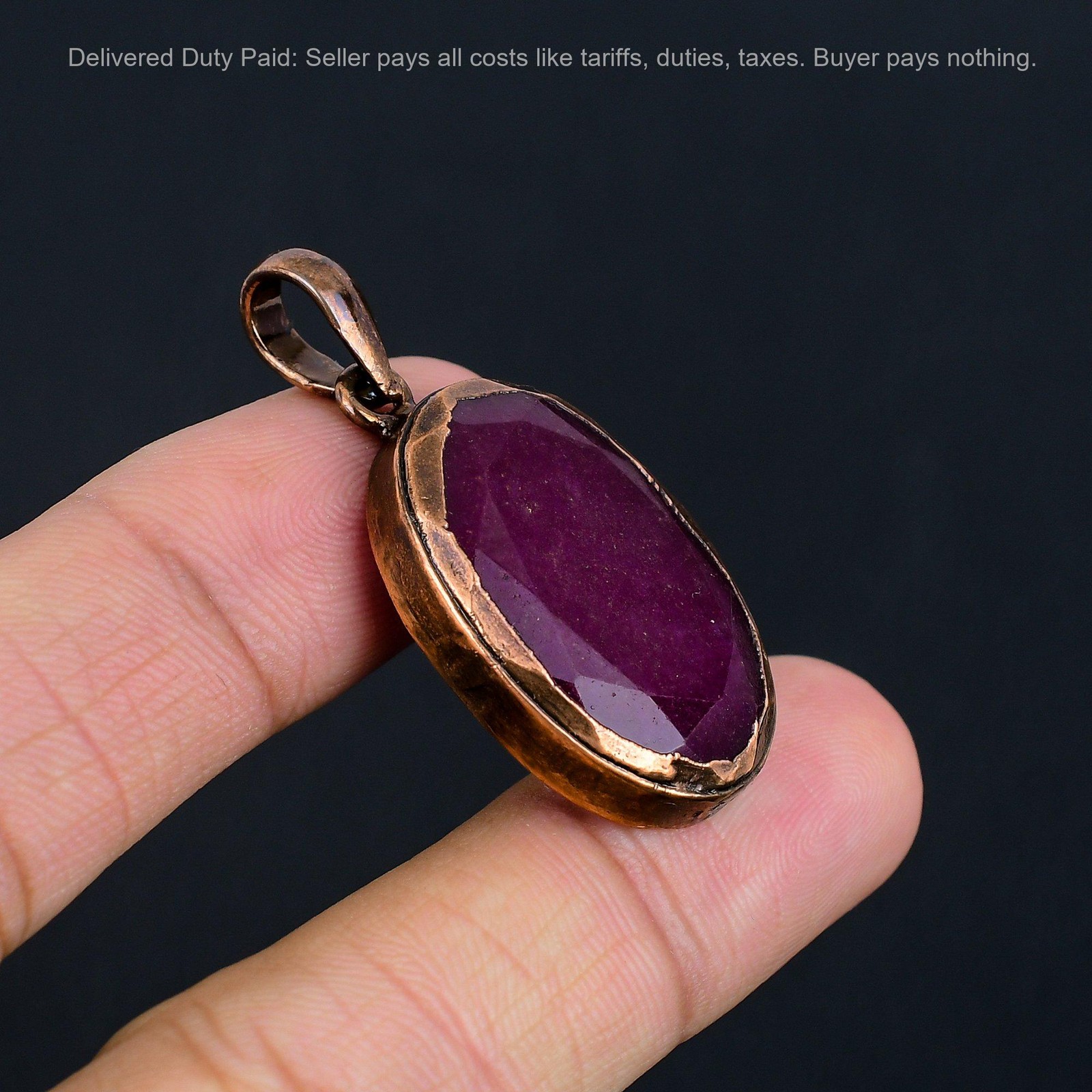Copper Natural Kashmir Rubi New Electroformed Sister Handcrafted Pendant Jewelry