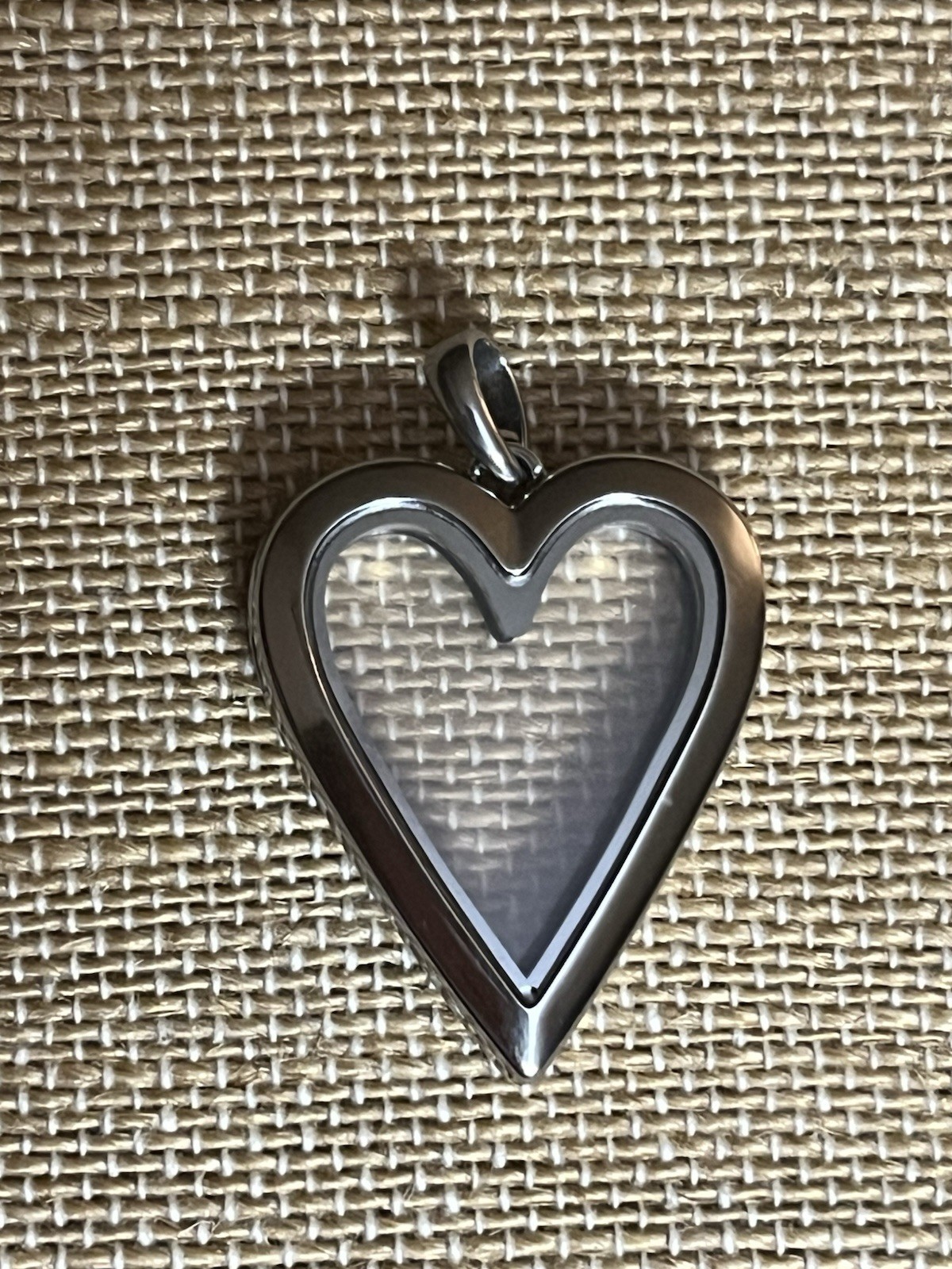 Origami Owl Modern Reversible Silver Hinged Heart Locket w/Hematite Crystals