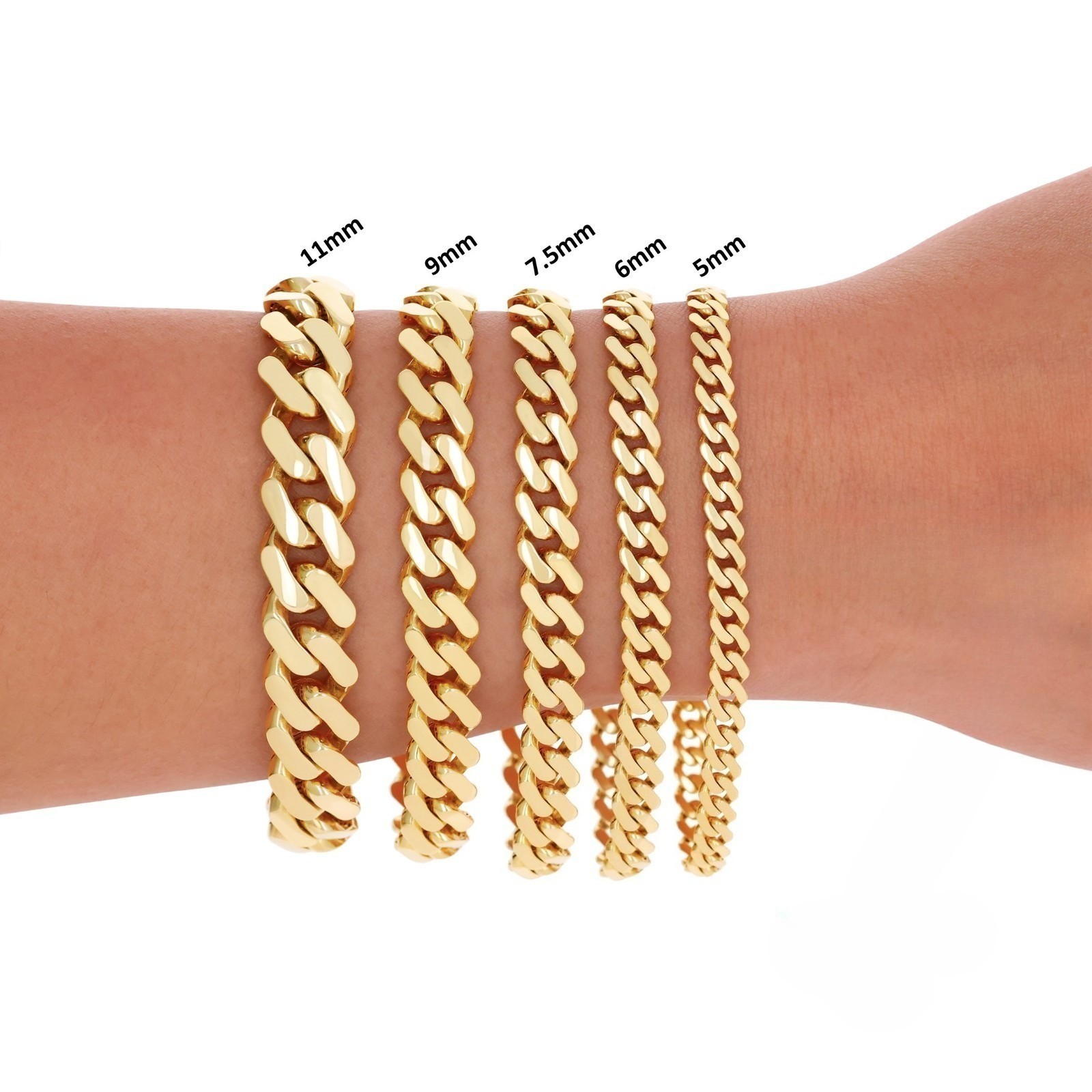 14k Yellow Gold Miami Cuban Royal Monaco Chain 5mm-17mm Necklace Bracelet 7″-30″