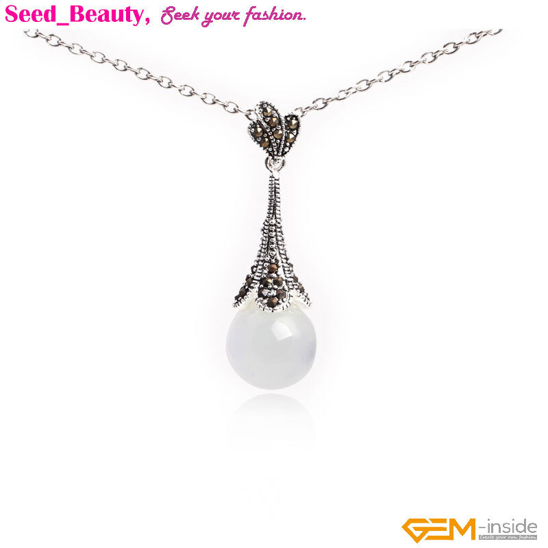 Tibetan Silver Plated Assorted Color Stone Marcasite Jewelry Necklace Pendant SD