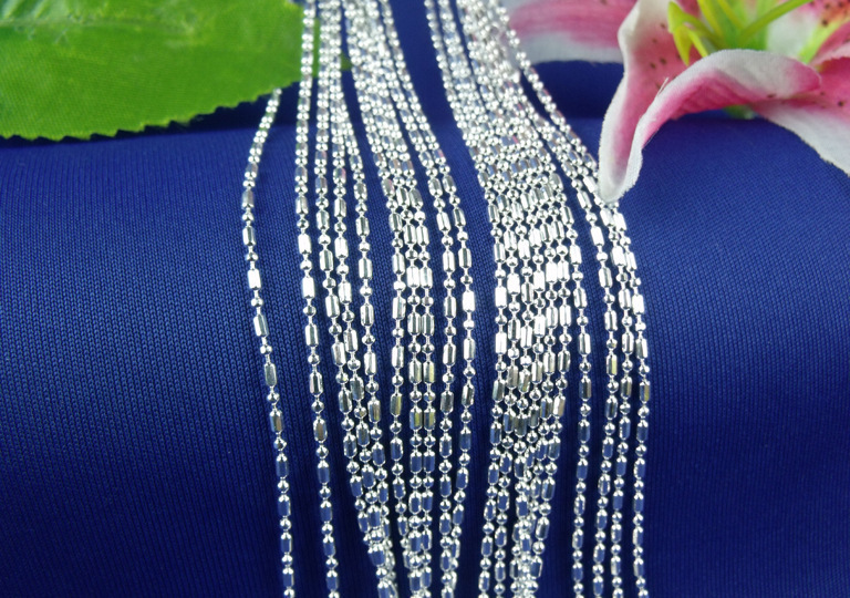 Wholesale 10pcs 925 Sterling Silver Plated 1.5mm Bamboo Chain Necklace 16″-30″