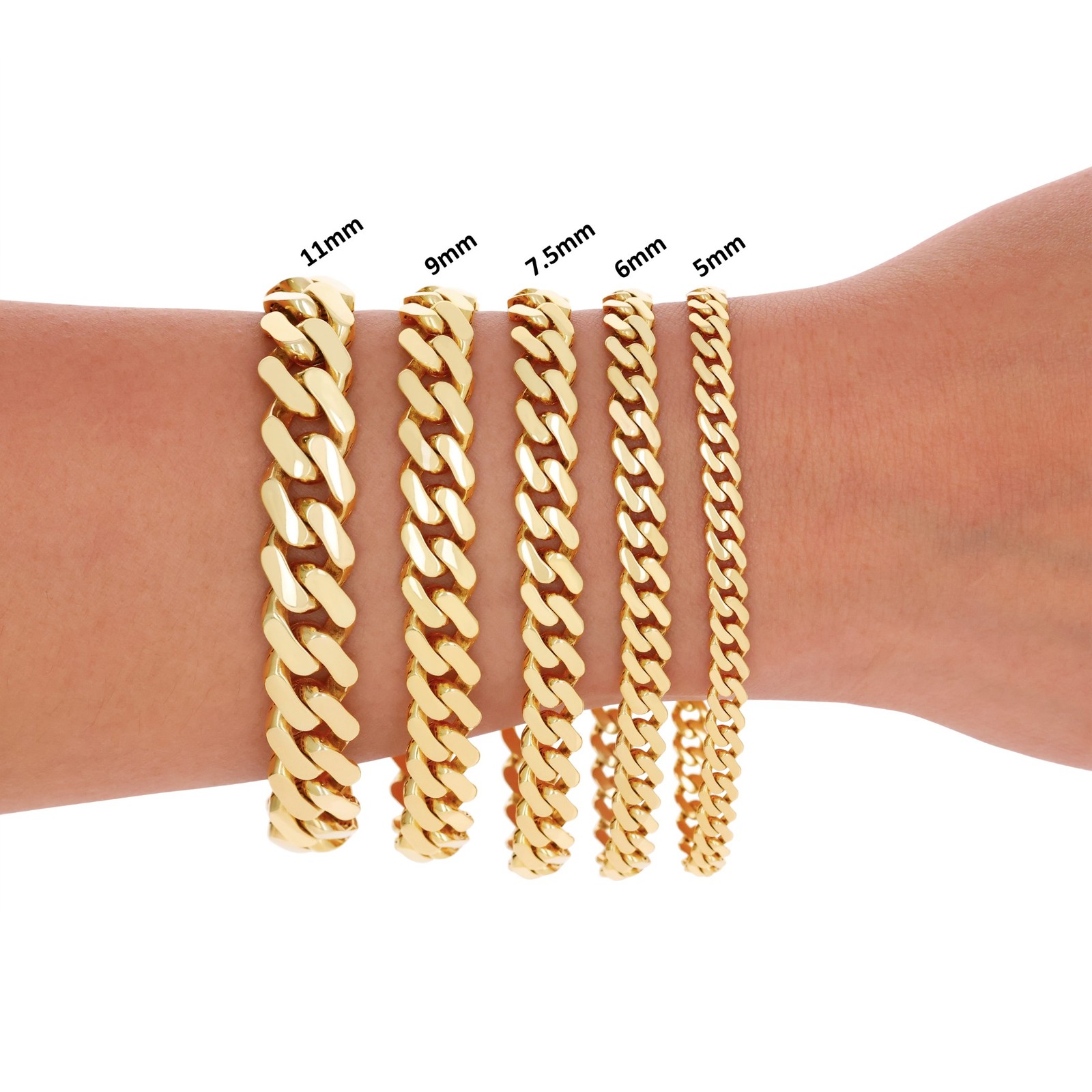 10K Yellow Gold Miami Cuban Royal Monaco Chain 5mm-20mm Necklace Bracelet 6″-30″