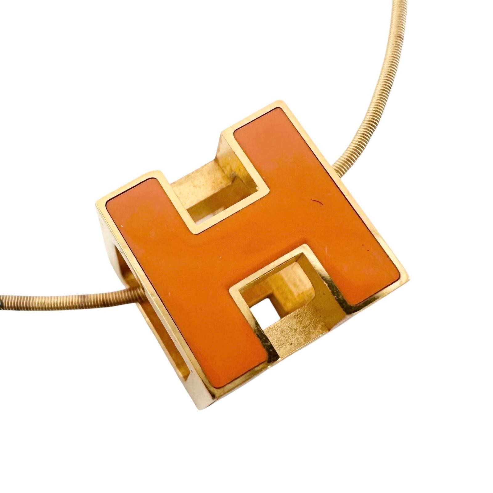HERMES H cube Necklace Gold Plated Women