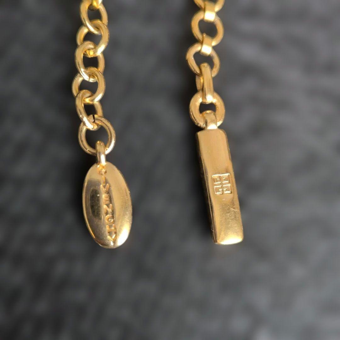 GIVENCHY Vintage 4G Y Chain Necklace Gold Tone Logo Pendant 46cm Statement