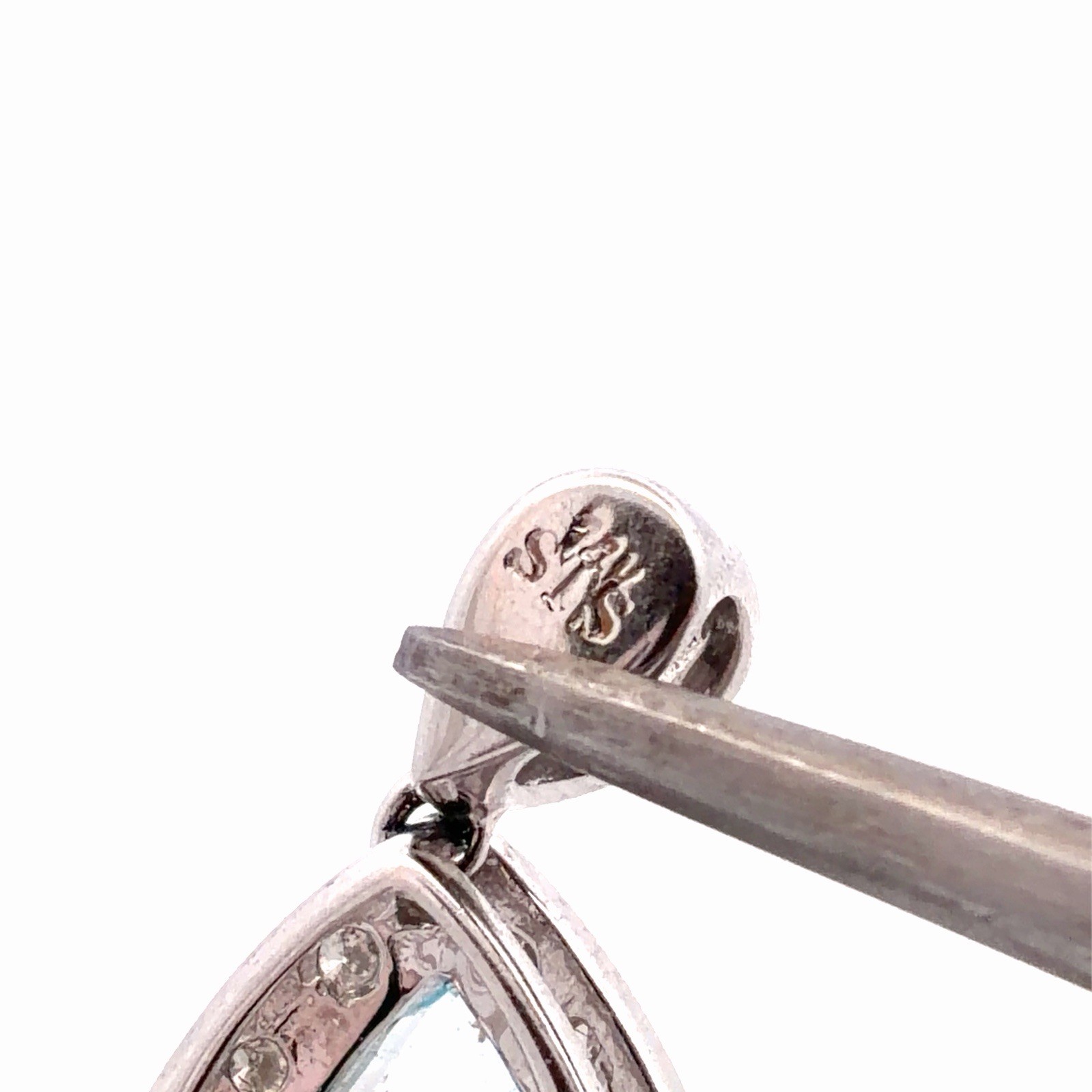 Designer STS 14K White Gold Aquamarine Diamond Accent March Anniversary Pendant
