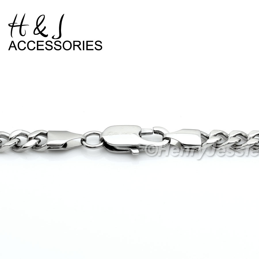 18-36″MEN Stainless Steel 5mm Silver Cuban Curb Chain CZ Dollar Sign Pendant*110