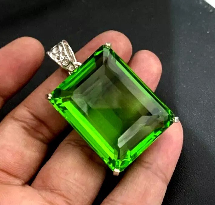 101 Ct+ Certified Natural Green Topaz 925 Solid Silver Pendant Loose Gemstone