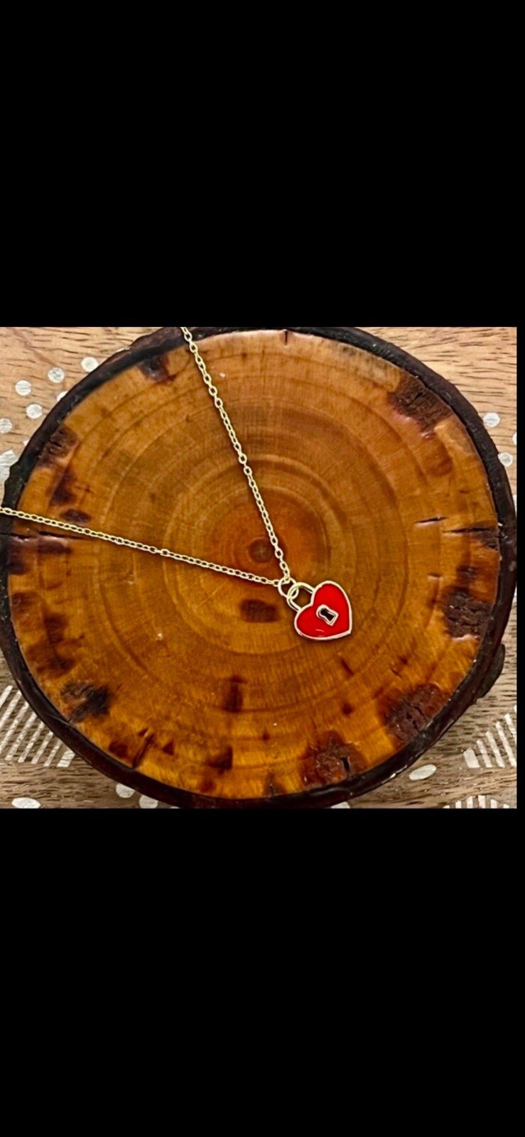 New Adorable Enamel & 14 K Gold Plated Heart Charm On 14 K Gold Chain Necklace