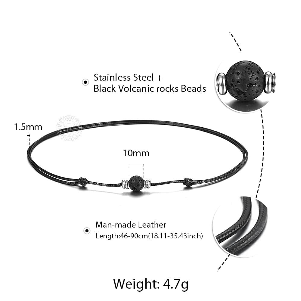 Long Lava Rock Choker Necklace Leather Rope Chain Adjustable Length Unisex 178CM