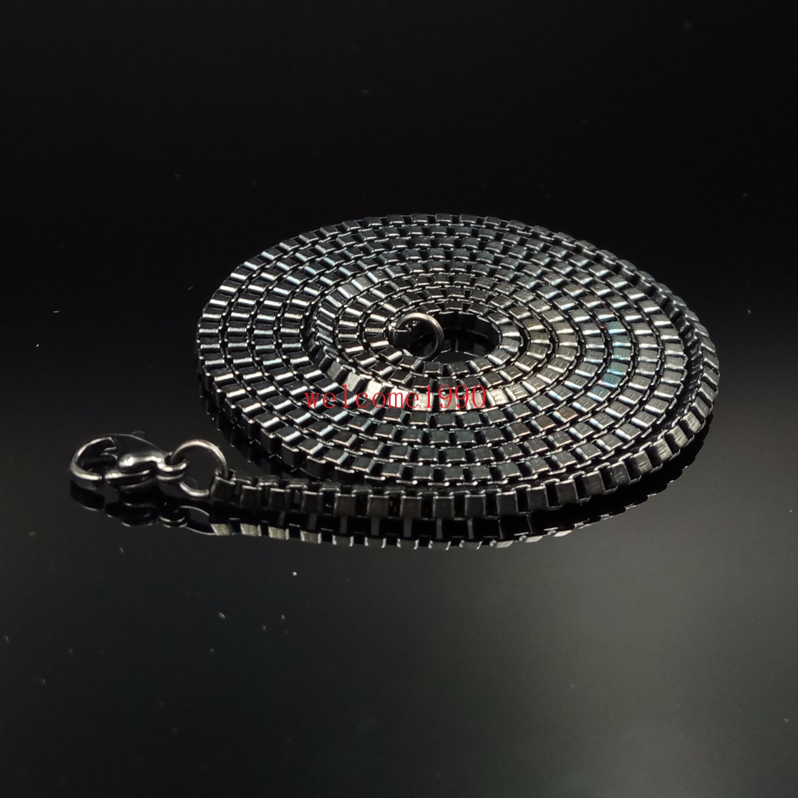 18-28” Women men’s On sale Stainless steel Black Box Link Chain Necklace 2.4mm