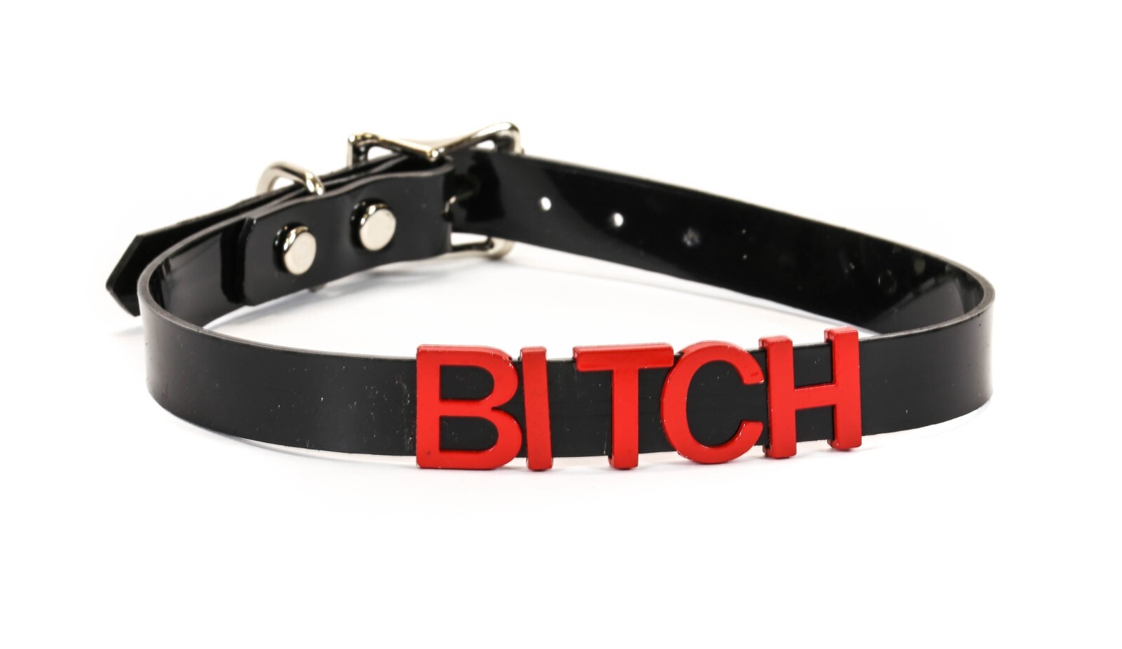 Black Vinyl Slave Name PVC Red Bdsm-Choker-Slut-Collar-Choker-Adult-Kinky