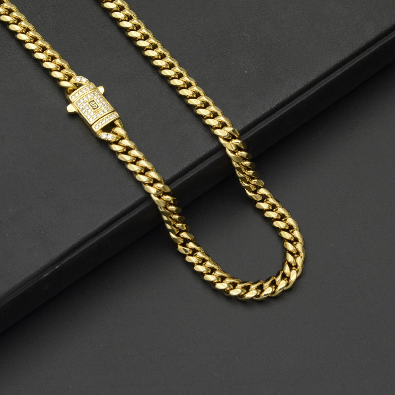 6-14MM Stainless Steel Gold Plated Miami Hip Hop Cuban Chain Or Bracelet F