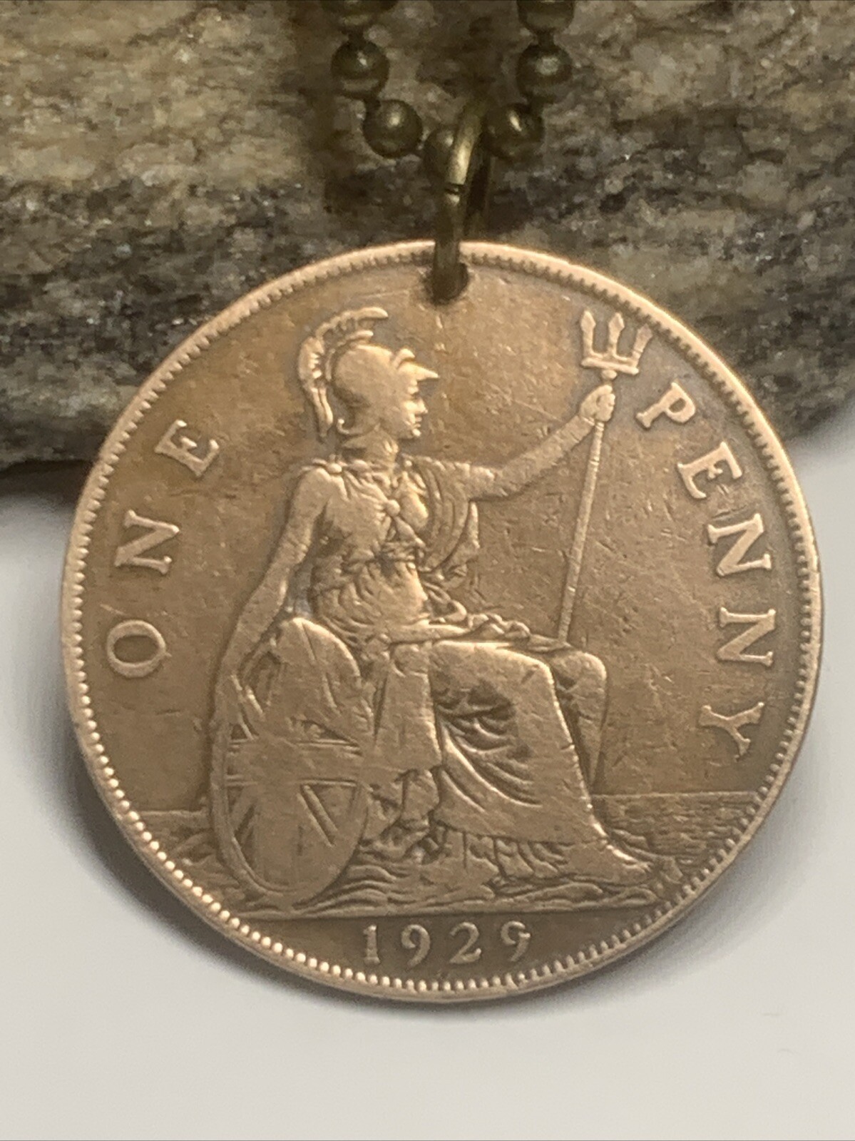 1929 UK Real Circulated Antique Large Coin Pendant. King George V. Great 🎁