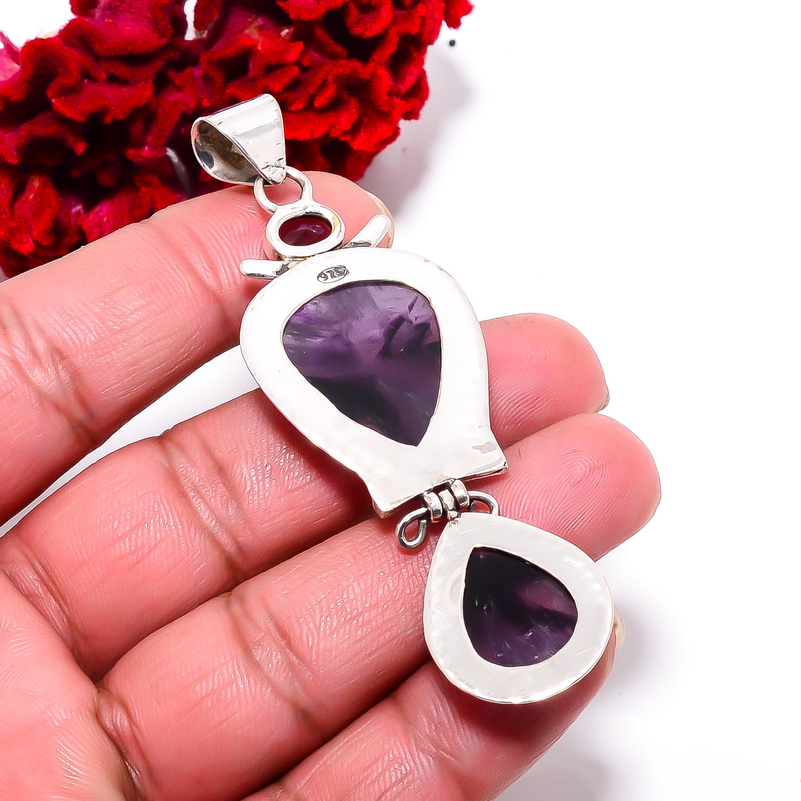 Trapiche Amethyst – Brazil Handmade 925 Sterling Silver Pendant 3.08″ P60