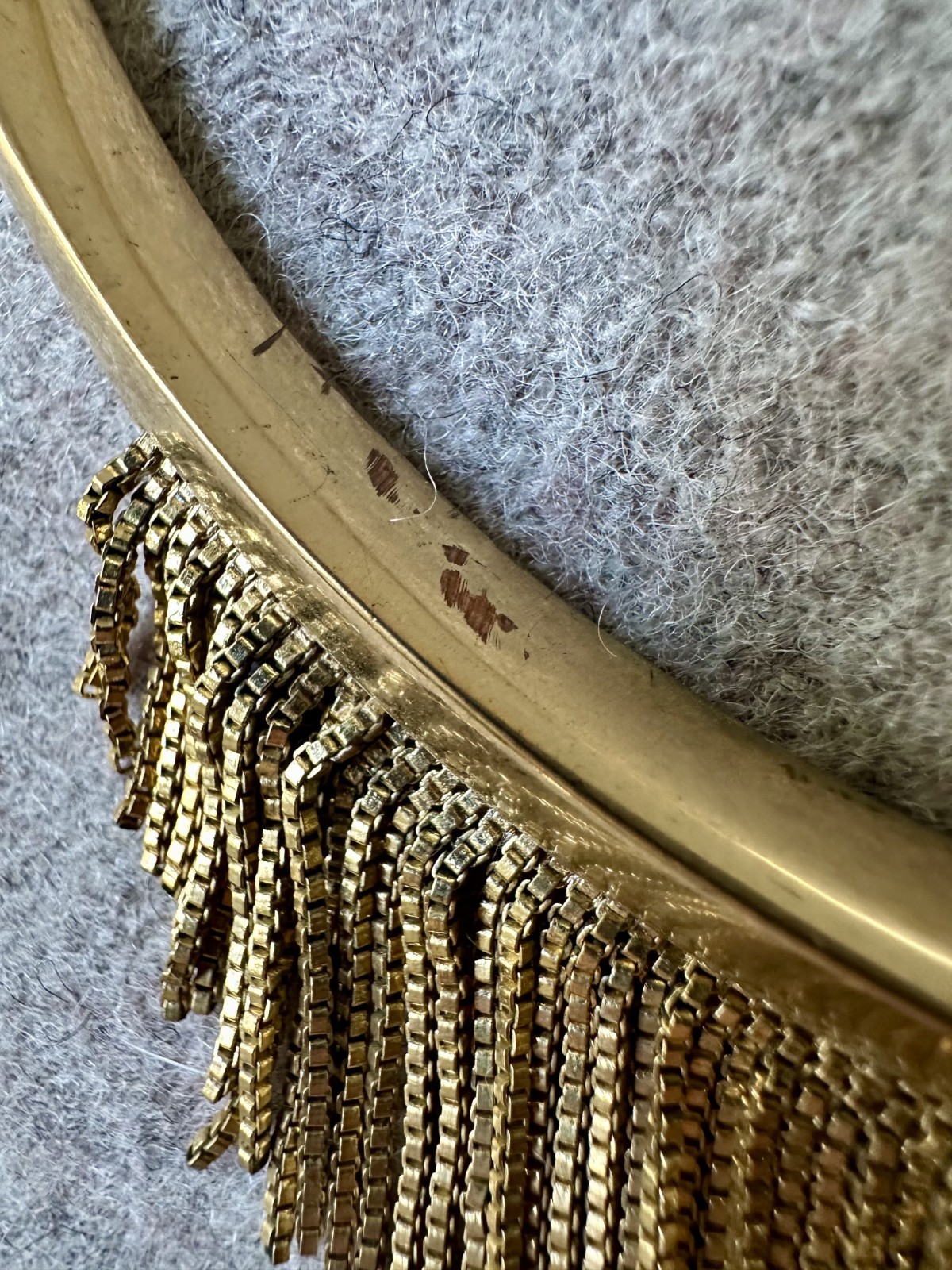 SARAH MAGID brass gold statement fringed chain collar choker necklace