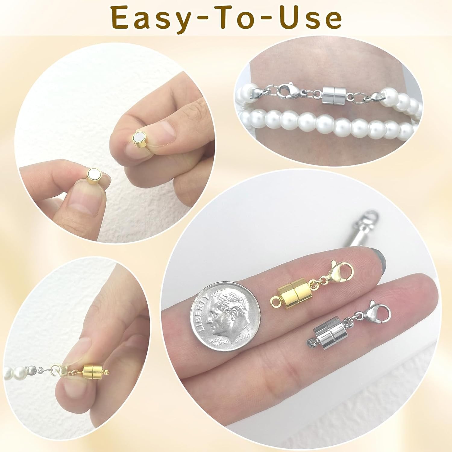 Versatile 14K Gold & Silver Magnetic Clasps for Necklaces & Bracelets – 12PCS