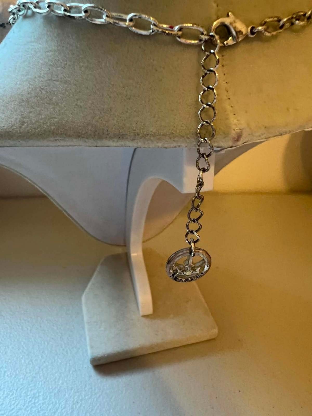 Silver Tone Chain Necklace with Circular Pendant