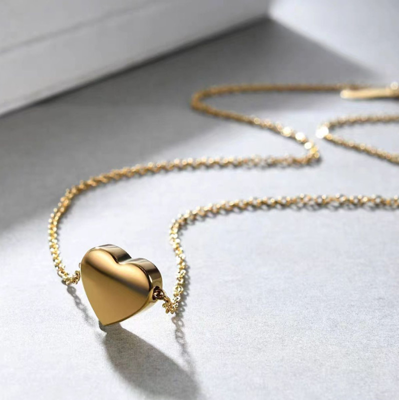 Stainless Steel Silver Gold Heart Charm Pendant Necklace Chain Gift 18-20″ PE44