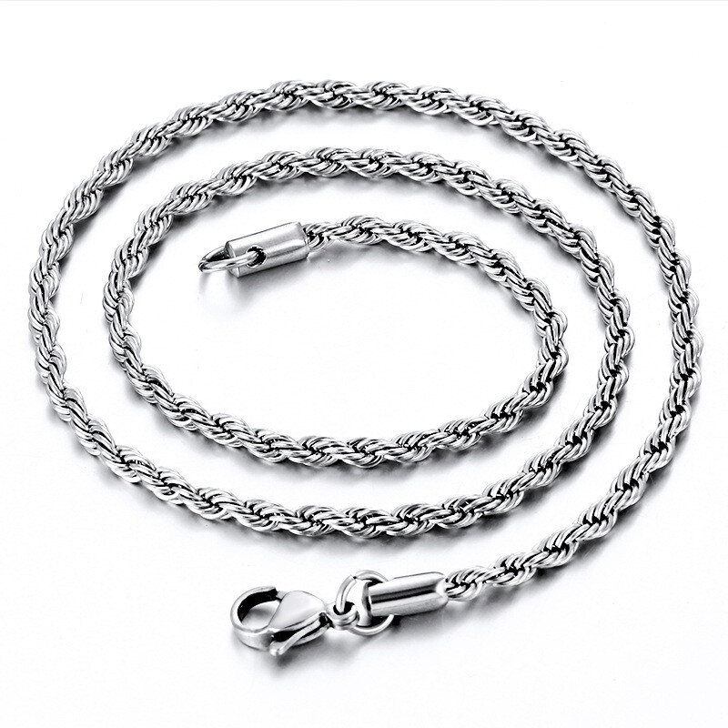 2.5/3mm Wholesale 316L Stainless Steel Women Men Rope Chains Necklaces 18-32”
