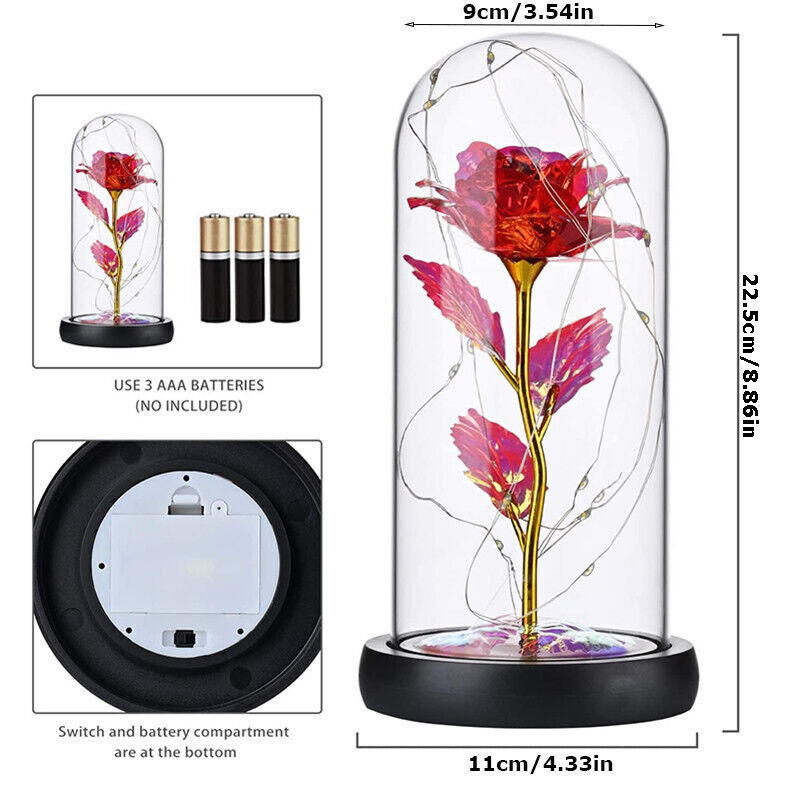 Rose LED Light Glass Gifts for Wife Women Her Christmas Girlfriend Birthday Gift