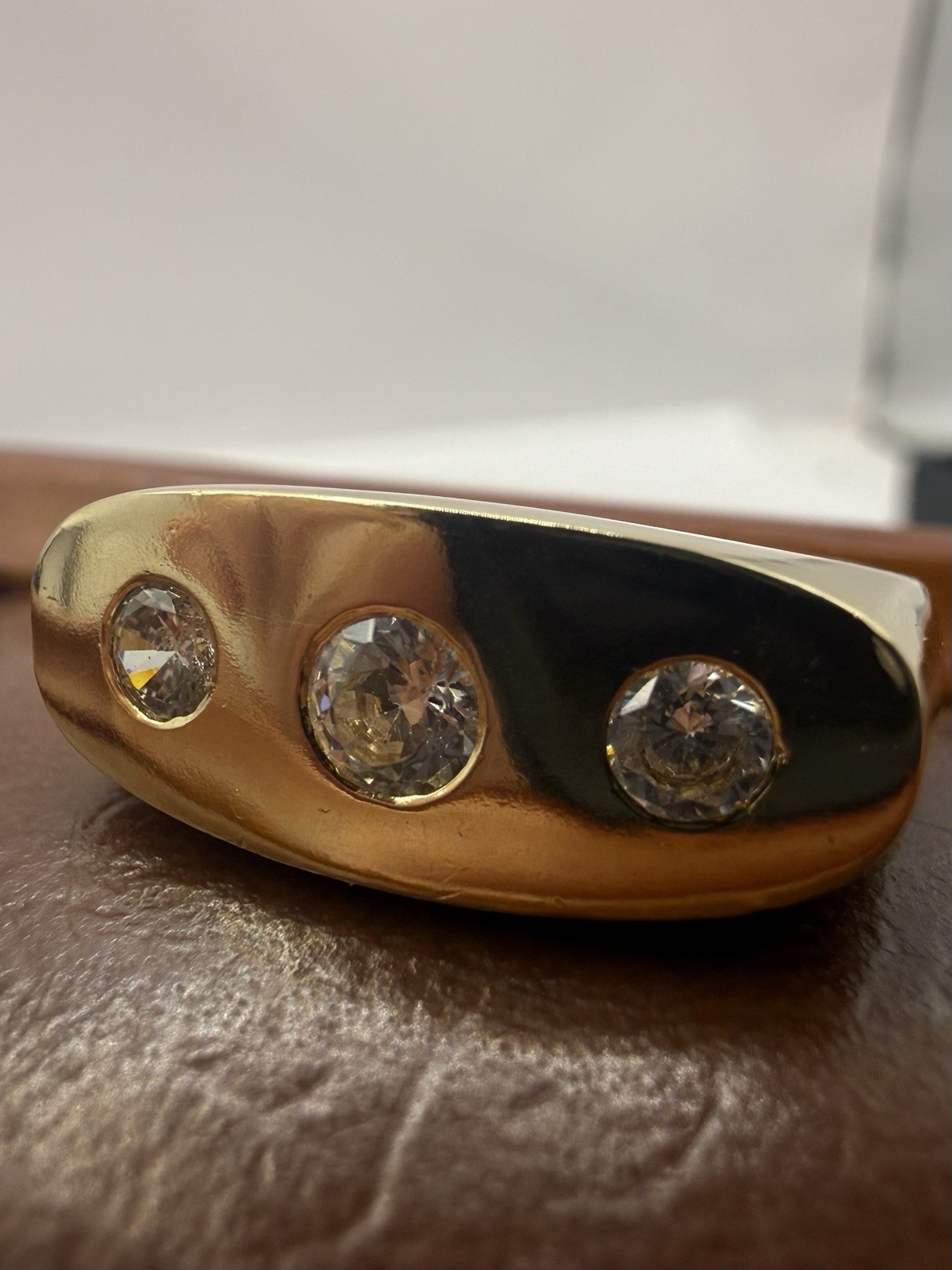 Vintage 9ct Yellow Gold Gypsy Setter Trilogy Ring • 8.41 Grams • Size – O ½