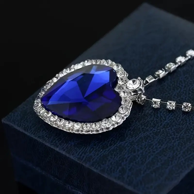 Blue Titanic Heart of the Ocean Crystal Pendant Necklace Rhinestone Jewelry