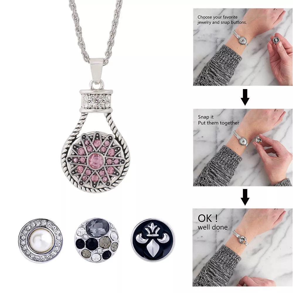 Snap Jewelry Necklace Triple 12mm (2) & 18-20mm Fits Ginger Style Charm 20″+2″