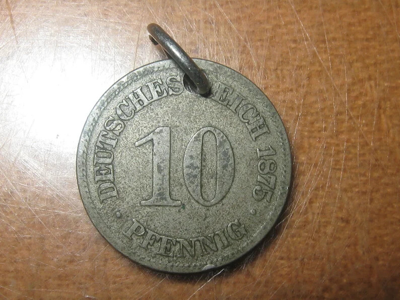 Unique Vintage 1800’s German Germany Eagle Coin Pendant Charm Necklace