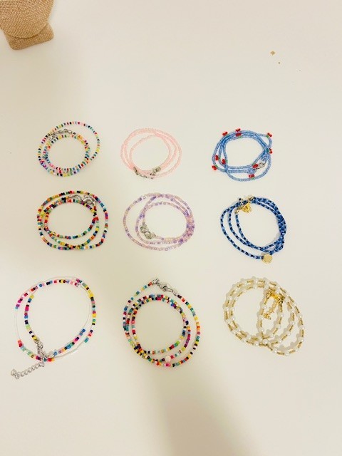 Beaded Necklace 9 handmade beaded necklaces in various lengths.